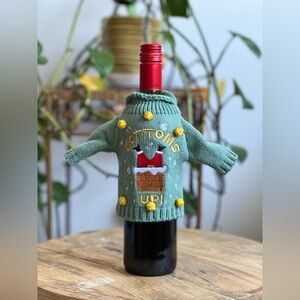 Bottoms Up Wine Bottle Christmas Sweater